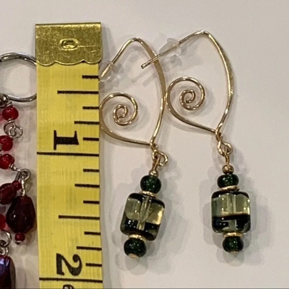 💐5/25 2 pair lot delicate dangle drop chandelier gold silver tone crystal - Picture 7 of 8